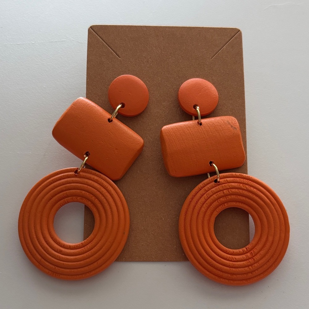 Fashion Jewelry Orange Statement Earrings